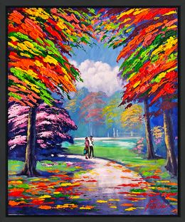 Peinture, Friends Walk (framed original painting on canvas), 2016, Janos Kardos