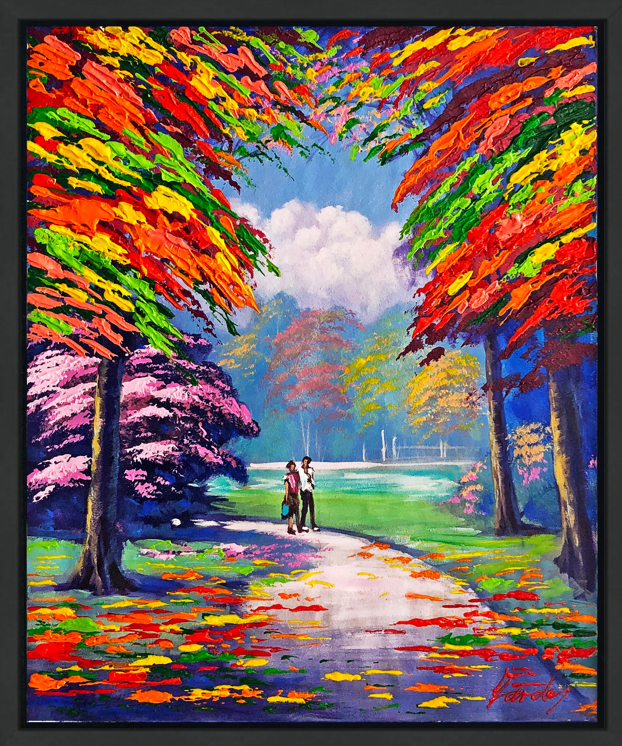 Janos Kardos, Friends Walk (framed original painting on canvas), 2016 Janos Kardos, Friends Walk (framed original painting on canvas), 2016