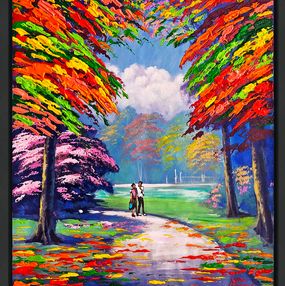 Gemälde, Friends Walk (framed original painting on canvas), 2016, Janos Kardos