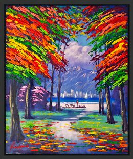 Peinture, Weekend on the Beach (framed original painting on canvas), 2016, Janos Kardos