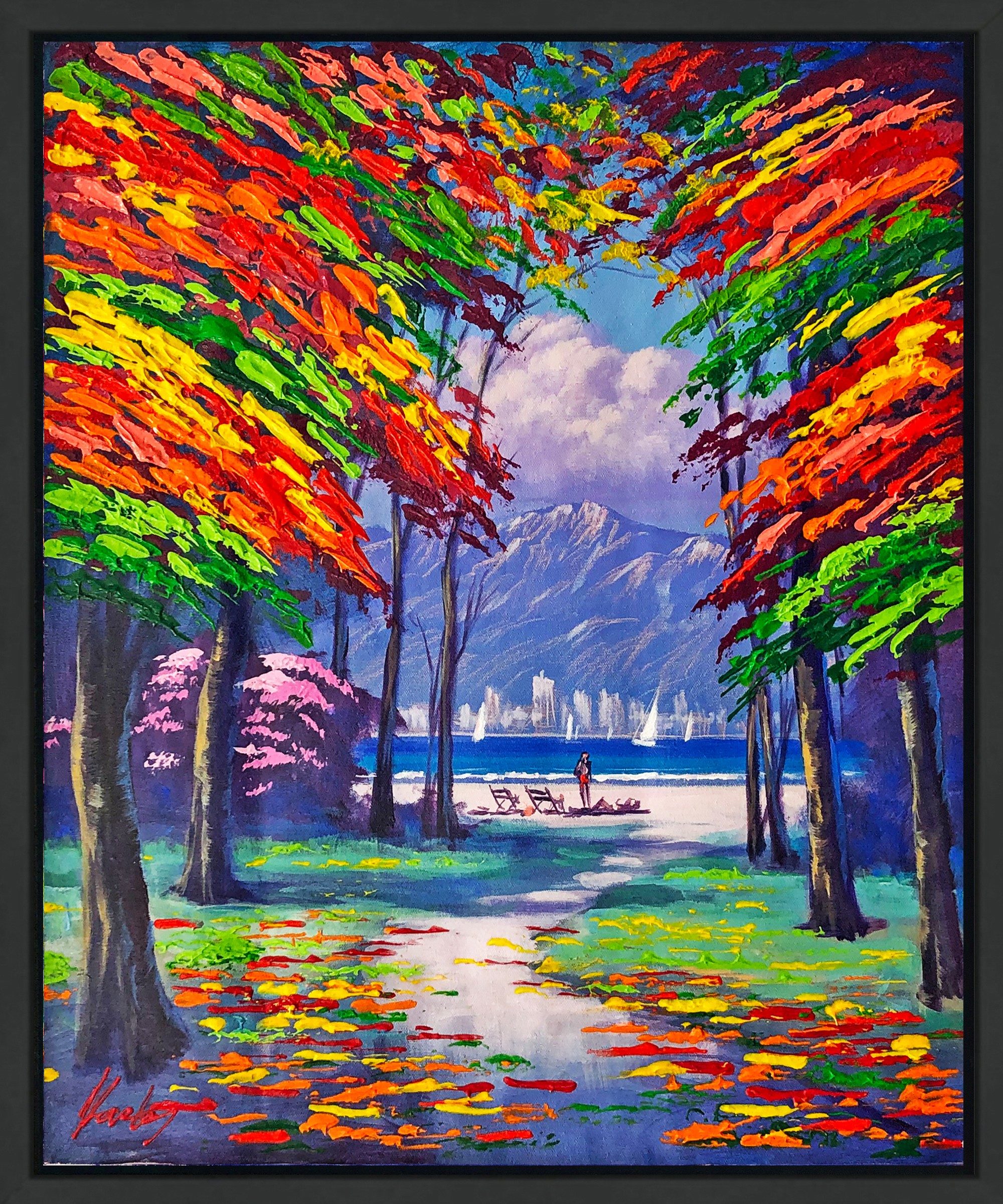 Janos Kardos, Weekend on the Beach (framed original painting on canvas), 2016 Janos Kardos, Weekend on the Beach (framed original painting on canvas), 2016