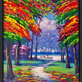 Gemälde, Weekend on the Beach (framed original painting on canvas), 2016, Janos Kardos