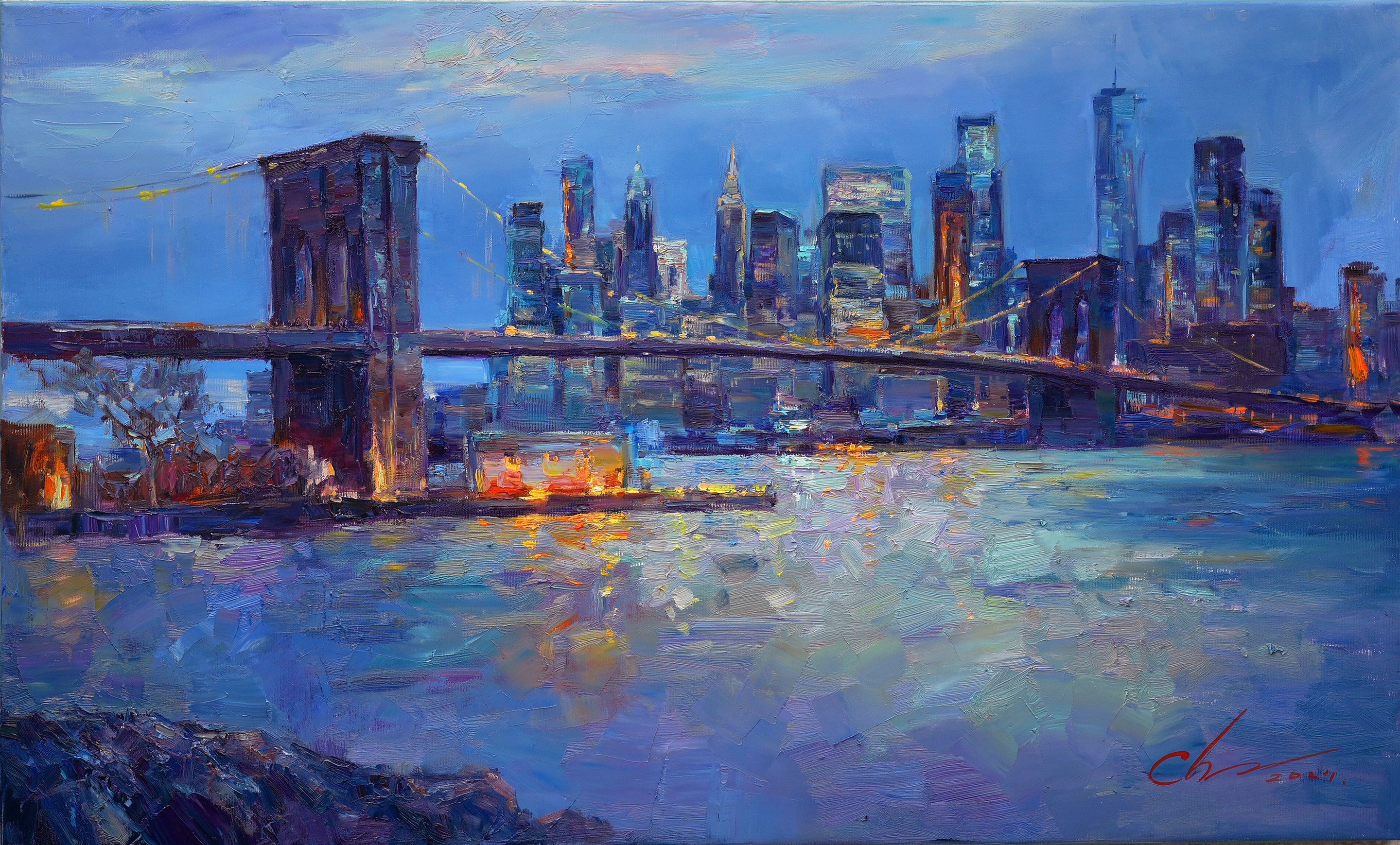 Serhii Cherniakovskyi, Evening Brooklyn Bridge Serhii Cherniakovskyi, Evening Brooklyn Bridge
