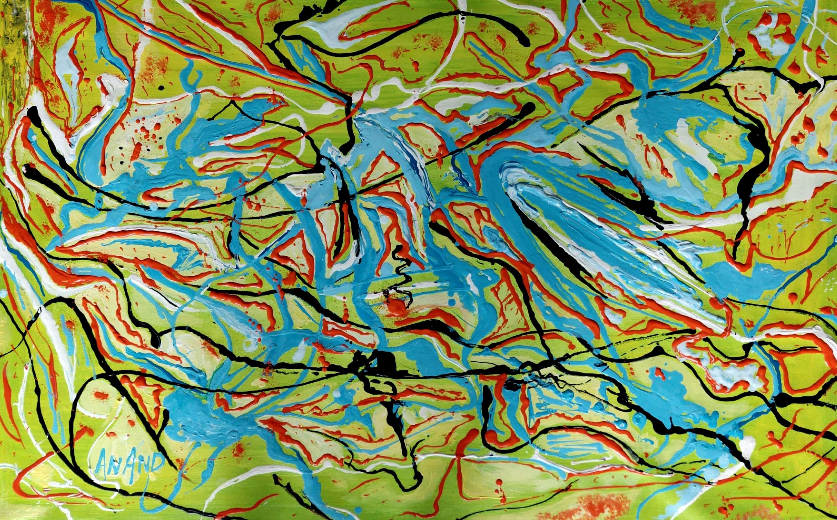 Anand Manchiraju, Abstract action painting-6 Anand Manchiraju, Abstract action painting-6