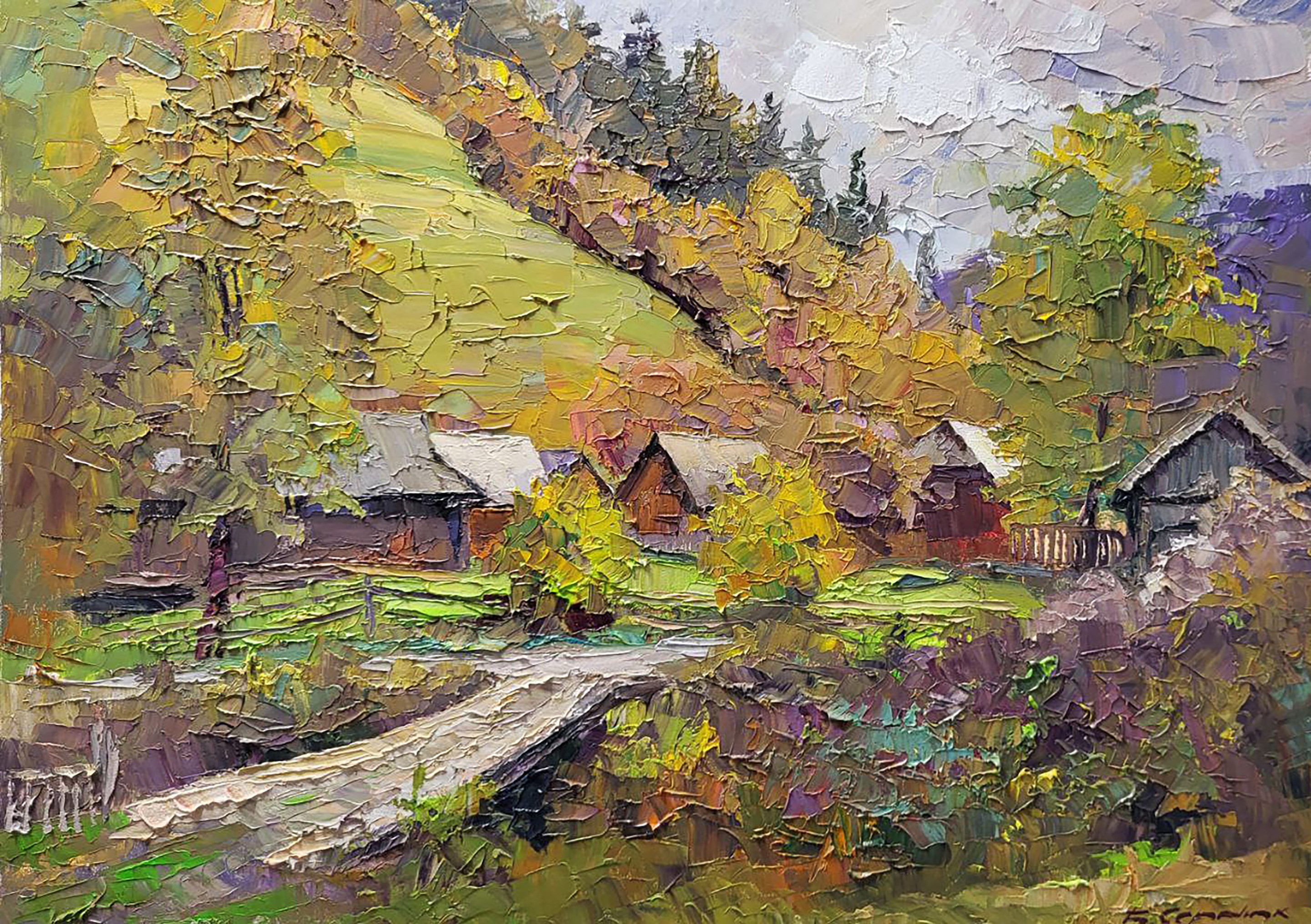 Boris Serdyuk, Carpathian motif with a bridge Boris Serdyuk, Carpathian motif with a bridge