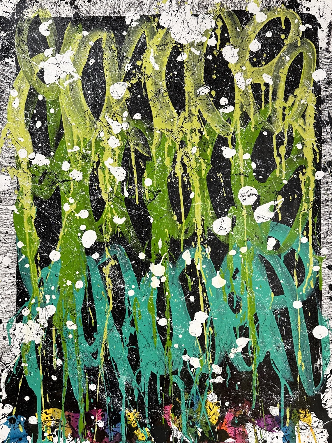 JonOne, Dessin vert paillette JonOne, Dessin vert paillette