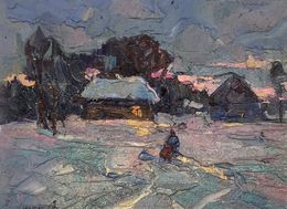 Gemälde, Winter evening, Ivanyuk Oleksiy