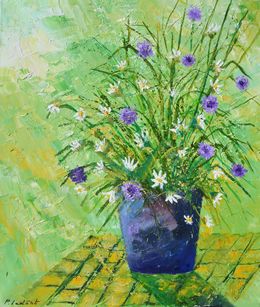 Painting, Still life with wild flowers, Pol Ledent
