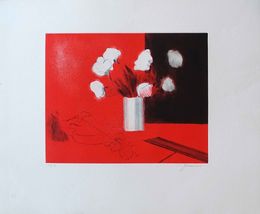 Drucke, Bouquet rouge au violon, Paul Guiramand