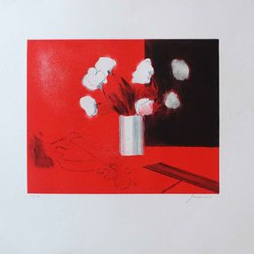 Drucke, Bouquet rouge au violon, Paul Guiramand