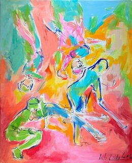 Painting, Colorful Golf Players, Nicole Leidenfrost