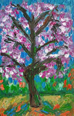 Painting, Almond tree in bloom, Natalya Mougenot
