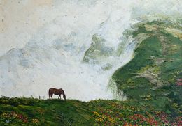 Peinture, On the Edge Childhood Dreams in the Mountains, Natalia Korneeva (Natiko)