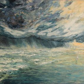 Gemälde, Sailing regatta in the storm, Natalia Korneeva (Natiko)
