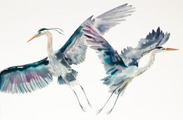 Painting, Herons in Flight No. 3, Elizabeth Becker