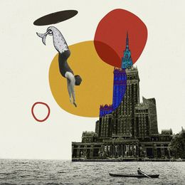 Print, Collage artistique Varsovie – Palais de la Culture et Surréalisme aquatique, Adrianna MJW