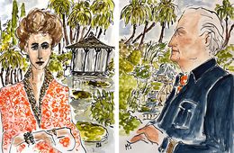 Fine Art Drawings, Marella Agnelli and Gianni Agnelli in Marrakesh. Diptych, Manuel Santelices
