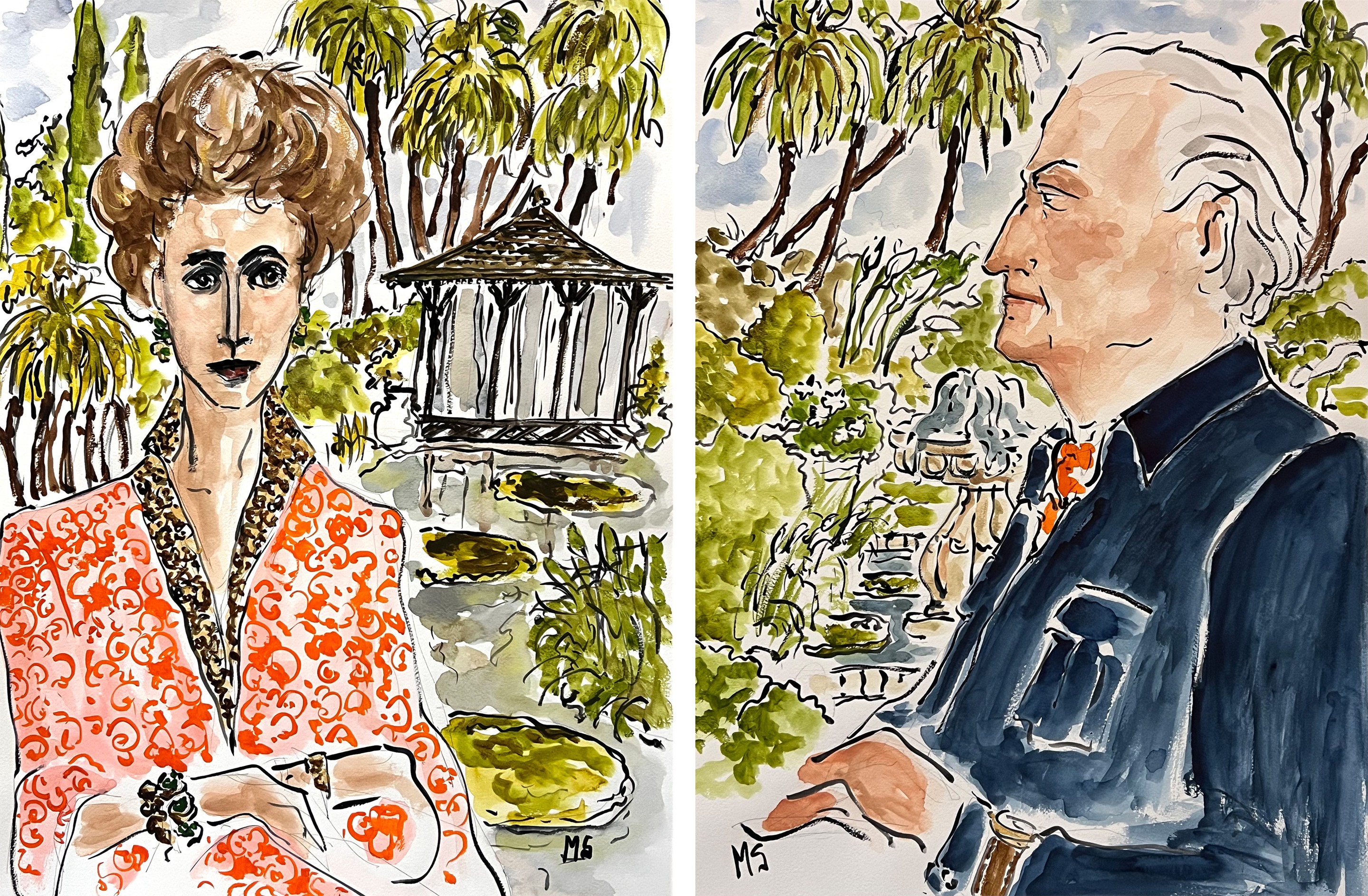 Manuel Santelices, Marella Agnelli and Gianni Agnelli in Marrakesh. Diptych Manuel Santelices, Marella Agnelli and Gianni Agnelli in Marrakesh. Diptych