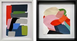Painting, Set of 2 Acrylic on Paper. Abstract collage mixed media, Alejandra Quintanilla