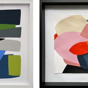 Painting, Set of 2 Acrylic on Paper. Abstract collage mixed media, Alejandra Quintanilla