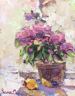 Gemälde, Geranium on the window, Oksana Ivanyuk