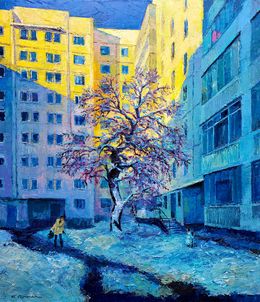 Gemälde, In the city yard, Boris Serdyuk