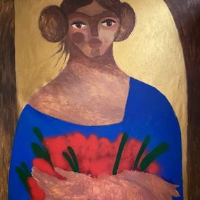 Gemälde, Madonna with roses, Dasha Pogodina