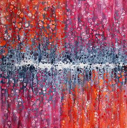 Painting, Carrés fleuris, Ghislaine Chapuis