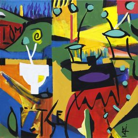 Gemälde, Tchinchin - Composition graphique et symbolique semi-abstrait, Hervé Jonas