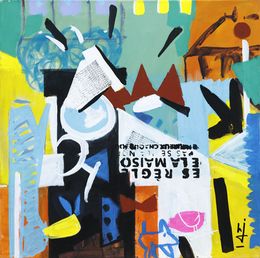 Peinture, Toulao - Composition graphique et symbolique semi-abstrait, Hervé Jonas