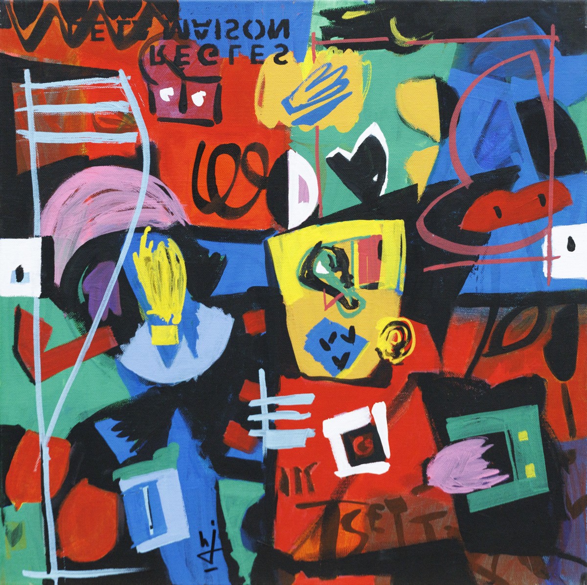 Hervé Jonas, Inclusion - Composition graphique et symbolique semi-abstrait Hervé Jonas, Inclusion - Composition graphique et symbolique semi-abstrait