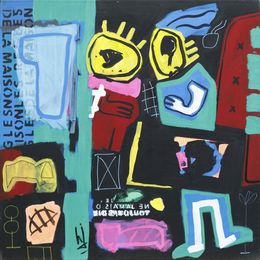Peinture, Onmesui - Composition graphique et symbolique semi-abstrait, Hervé Jonas