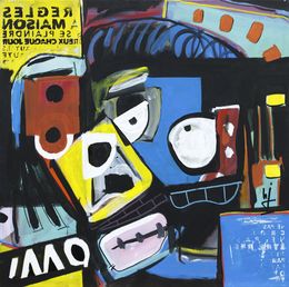 Peinture, Apelula - Composition graphique et symbolique semi-abstrait, Hervé Jonas