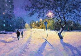 Gemälde, Quiet winter evening, Boris Serdyuk