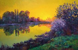 Painting, Evening by the river, Boris Serdyuk
