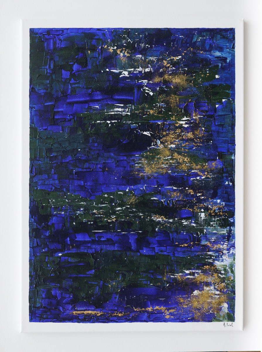 Armelle Loisel, Reflet A - abstraction bleue - série fonds marins, entre terre et mer Armelle Loisel, Reflet A - abstraction bleue - série fonds marins, entre terre et mer