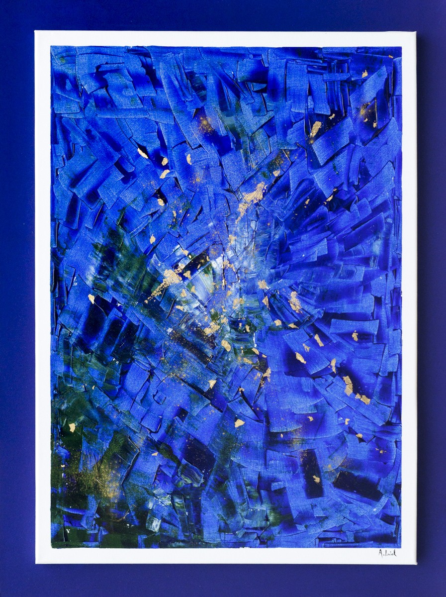 Armelle Loisel, Evasion 8 - abstraction bleue - série fonds marins, entre terre et mer Armelle Loisel, Evasion 8 - abstraction bleue - série fonds marins, entre terre et mer
