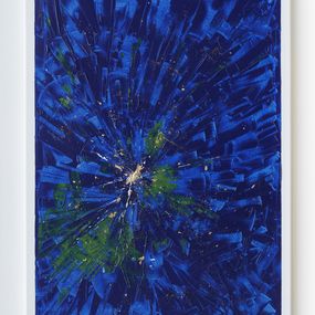 Gemälde, Evasion 17 bis - abstraction bleue - série fonds marins, entre terre et mer, Armelle Loisel
