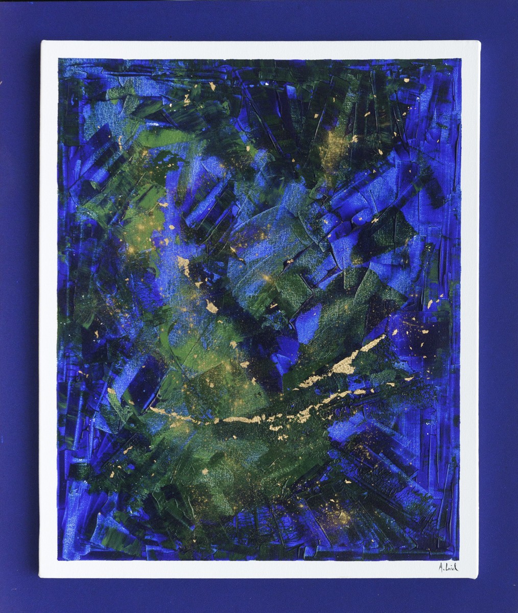 Armelle Loisel, Evasion 7 - abstraction bleue - série fonds marins, entre terre et mer Armelle Loisel, Evasion 7 - abstraction bleue - série fonds marins, entre terre et mer