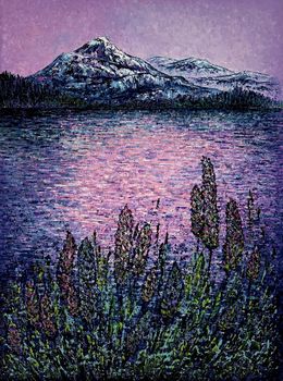 Gemälde, Lilac evening in the Alps, Vik Schroeder