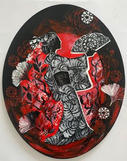 Painting, Geisha au Jardin Rouge, Christy
