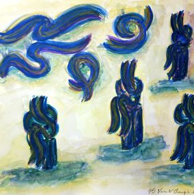 Painting, Tender Hug Sitting - Aquarelles-Composition-24fevrier 2024, Vincent Champion-Ercoli