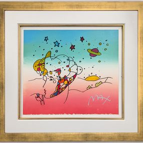 Fine Art Drawings, Cosmic Profile (original mixed media and watercolor), Peter Max
