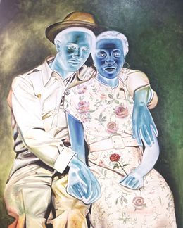 Painting, Good Old Soul Days - 21st Century, Contemporary, Figurative, Couple, Women, Men, Mayowa Adekile