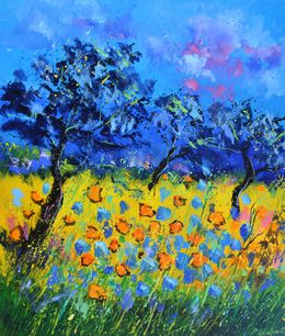 Painting, An orchard in summer, Pol Ledent