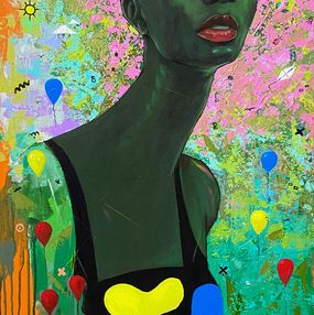 Gemälde, My Artificial Gaze - 21st Century, Contemporary, Surrealism, African Nature Woman, Akanji Bolaji