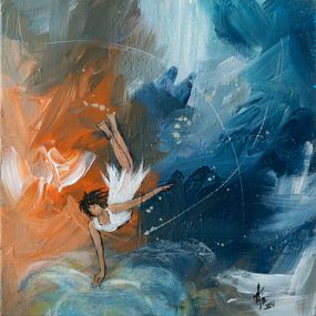 Gemälde, Danse avec les âmes - Portrait scène poétique semi figurative, Béatrice Madelenat