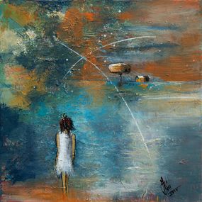 Gemälde, Clair obscure - Portrait scène poétique semi figurative, Béatrice Madelenat