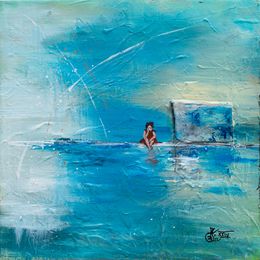Gemälde, Seule - Portrait scène poétique semi figurative, Béatrice Madelenat