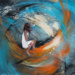 Peinture, Rêveries - Portrait scène poétique semi figurative, Béatrice Madelenat